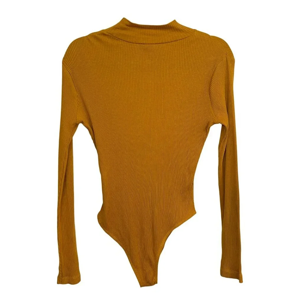 Lamarque Revolve Mustard Long Sleeve Ribbed Bodysuit Small NEW Small - Picture 2 of 4